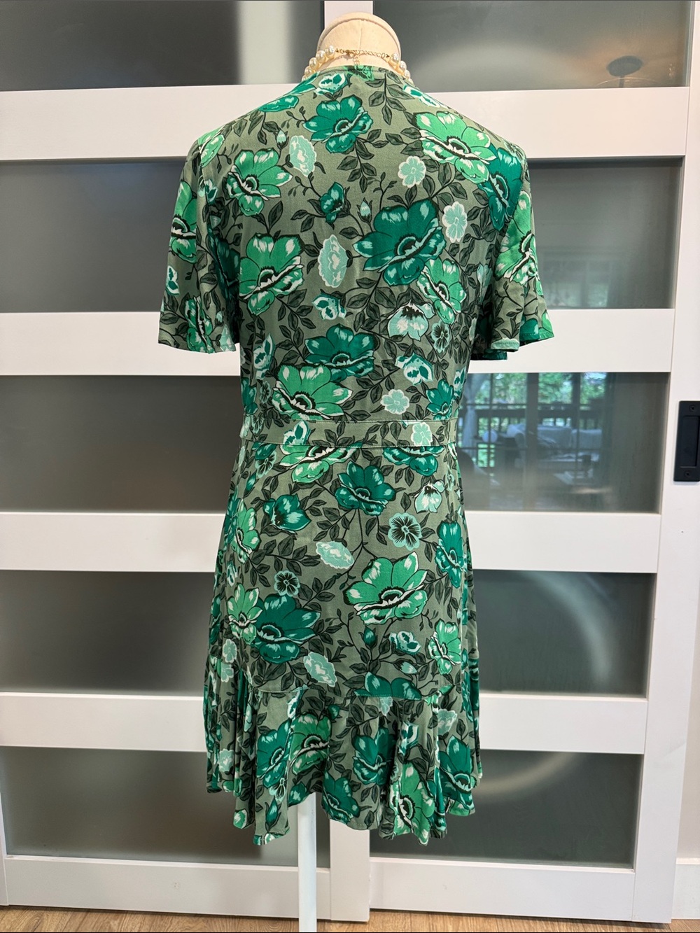 Spell Green flouncy Summer Floral Wrap Mini Dress in Medium - Picture 6 of 17